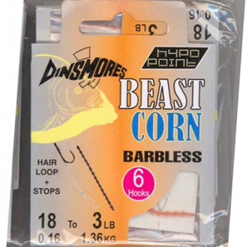 BEAST CORN SIZE 16 BARBLESS RIGS Pack of 6 DINSMORES