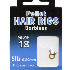 HAIR RIGS PELLET BARBLESS SIZE 18 TO 5lb line PACK of 8 rigs per pack