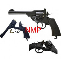 Webley MKVI Service 6 inch Revolver 12g co2 Air Pistol .22 calibre Pellet version .455 Black Finish